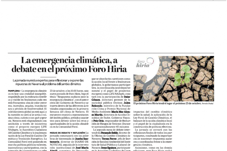 Fotografía del pantallazo de la noticia en la edición impresa de Diario de Noticias 