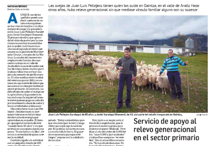 Fotografía del pantallazo de la noticia en la edición impresa de Diario de Navarra