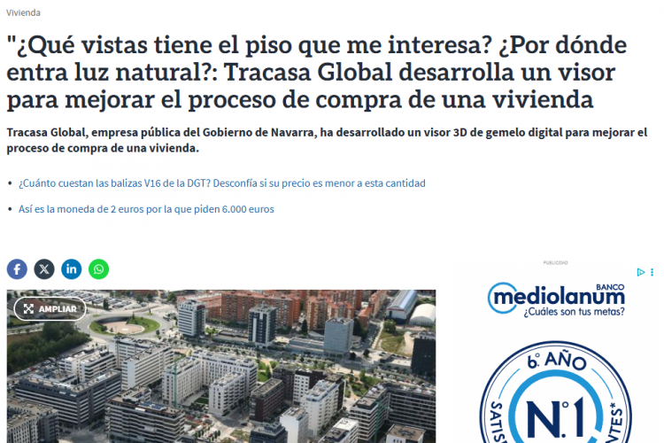 Fotografía del pantallazo de la noticia en la edición online de Diario de Navarra