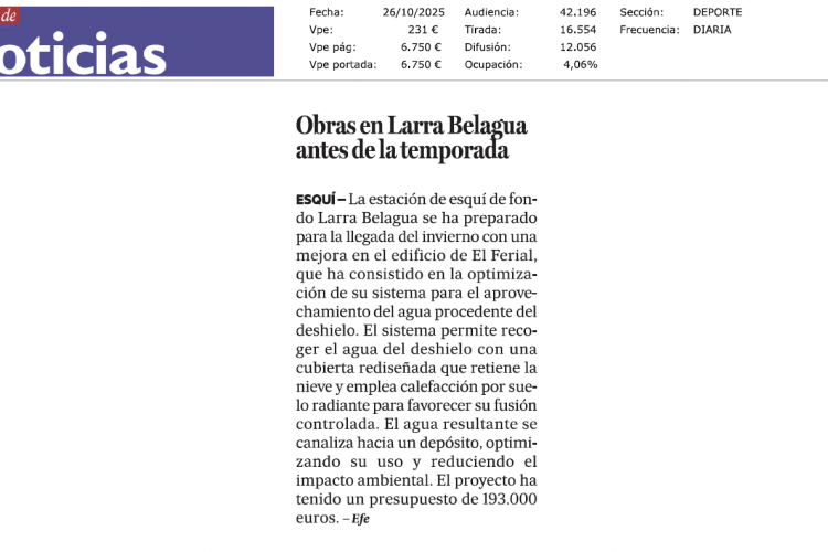 Fotografía del pantallazo de la noticia en la edición impresa de Diario de Noticias