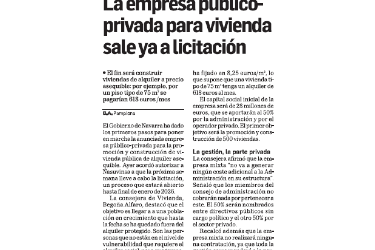 Fotografía del pantallazo de la noticia en la edición impresa de Diario de Navarra