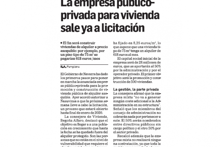 Fotografía del pantallazo de la noticia en la edición impresa de Diario de Navarra