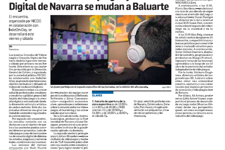 Fotografía del pantallazo de la noticia en la edición impresa de Diario de Navarra