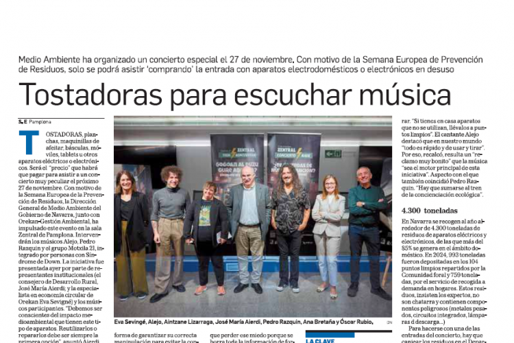 Fotografía del pantallazo de la noticia en la edición impresa del Diario de Navarra