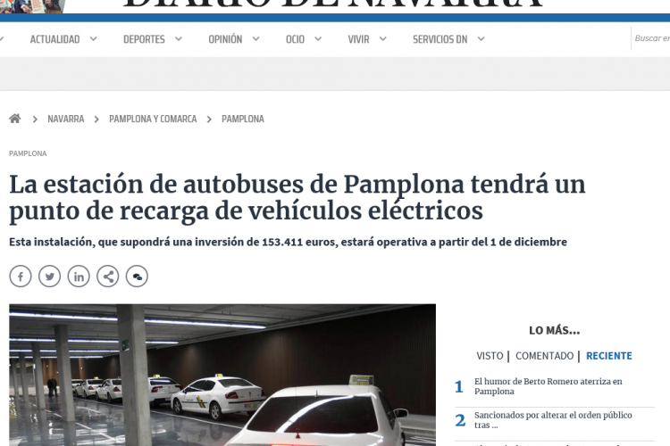 Noticia en la edición online del Diario de Navarra