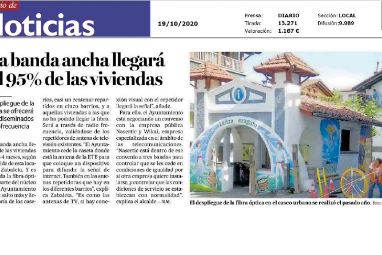 Noticia en la edición impresa del Diario de Noticias 