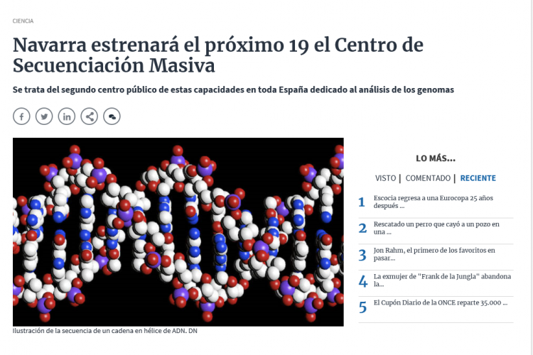 Noticia en la edicion online del Diario de Navarra