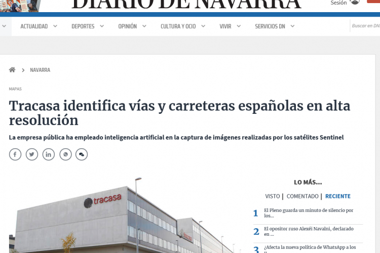 Fotografía del pantallazo de la noticia en la edición digital del Diario de Navarra