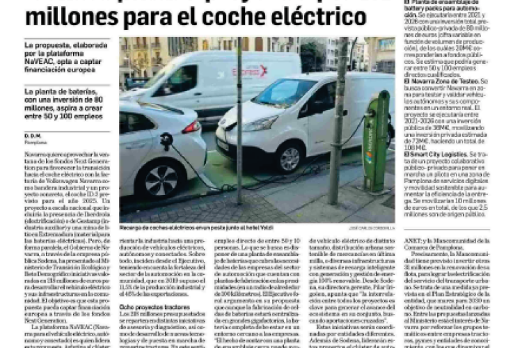Fotografía del pantallazo de la noticia en la edición impresa del Diario de Navarra