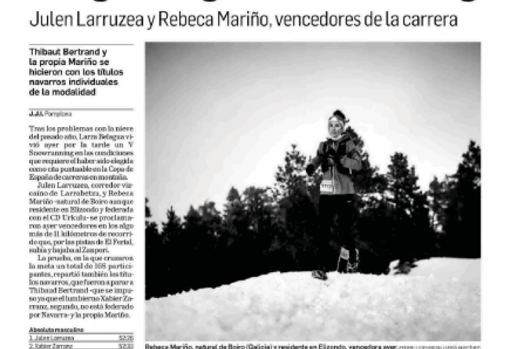 Fotografía del pantallazo de la noticia en la edición impresa del Diario de Navarra