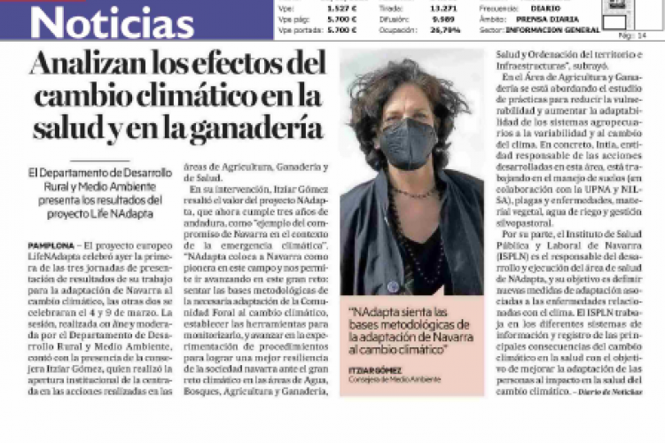 Fotografía del pantallazo de la noticia en la edición impresa del Diario de Noticias