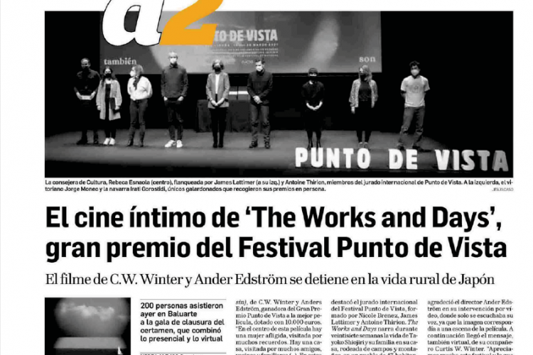Fotografía del pantallazo de la noticia en la edición impresa del Diario de Navarra