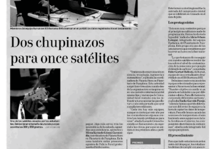 Fotografía del pantallazo de la noticia en la edición impresa del Diario de Navarra