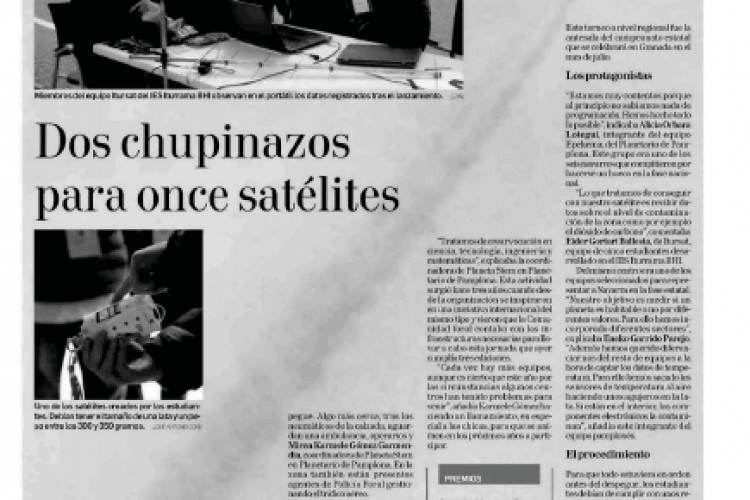 Fotografía del pantallazo de la noticia en la edición impresa del Diario de Navarra