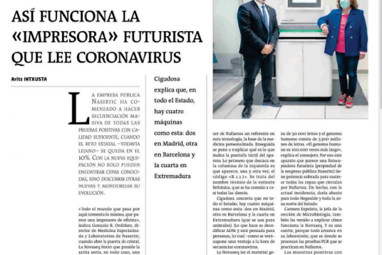 Fotografía del pantallazo de la noticia en la edición impresa del Gara