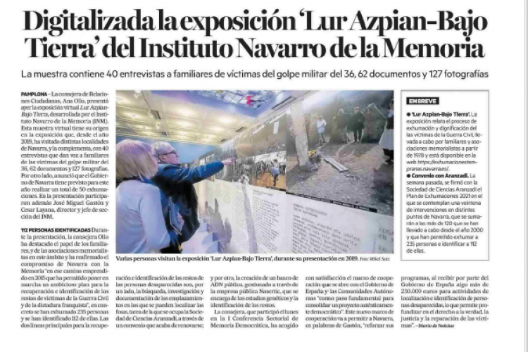 Fotografía del pantallazo de la noticia en la edición impresa del Diario de Noticias