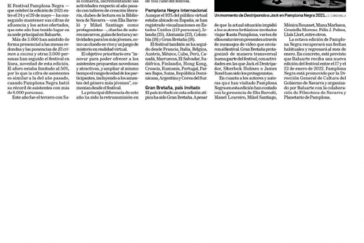 Fotografía del pantallazo de la noticia en la edición impresa del Diario de Navarra