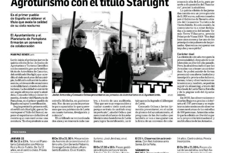 Fotografía del pantallazo de la noticia en la edición impresa del Diario de Navarra