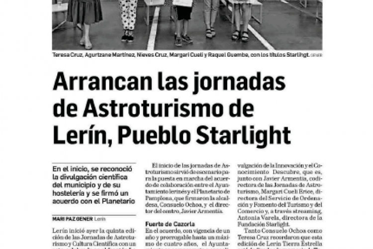 Fotografía del pantallazo de la noticia en la edición impresa del Diario de Navarra