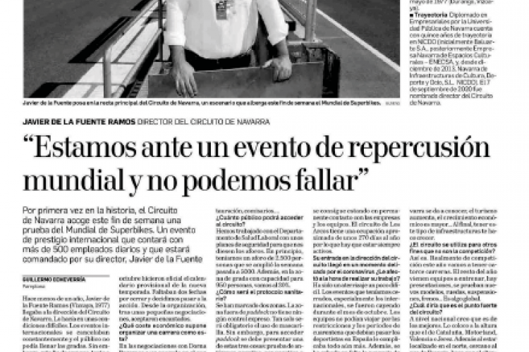 Fotografía del pantallazo de la noticia en la edición impresa del Diario de Navarra