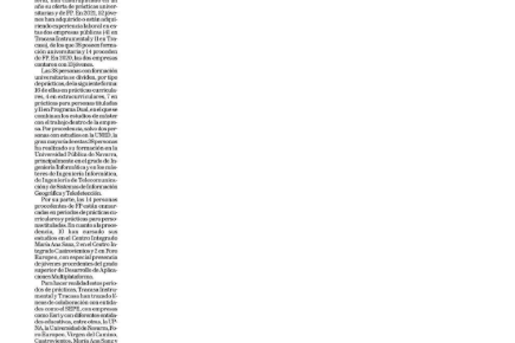Fotografía del pantallazo de la noticia en la edición impresa del Diario de Navarra