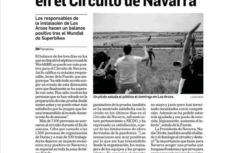 Fotografía del pantallazo de la noticia en la edición impresa del Diario de Navarra