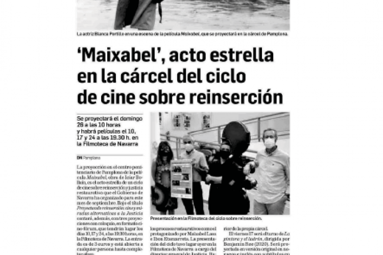 Fotografía del pantallazo de la noticia en la edición impresa del Diario de Navarra