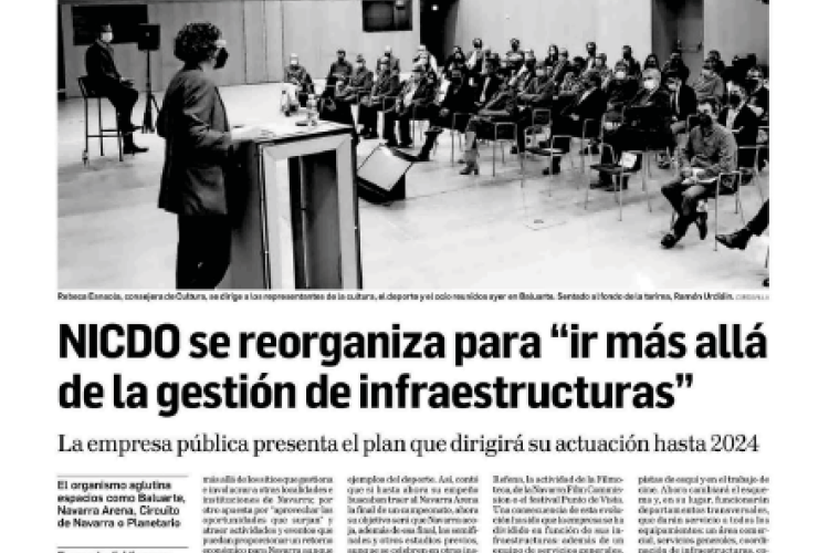 Fotografía del pantallazo de la noticia en la edición impresa del Diario de Navarra