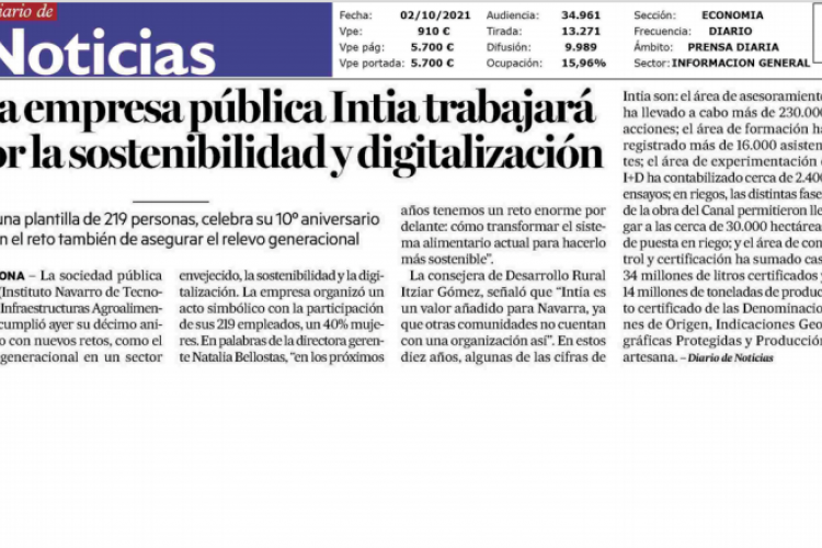 Fotografía del pantallazo de la noticia en la edición impresa del Diario de Noticias