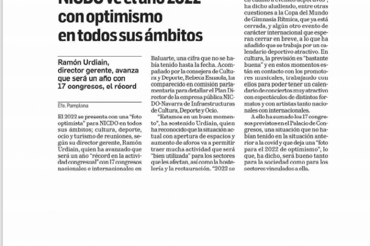 Fotografía del pantallazo de la noticía de la edición impresa del diario de navarra