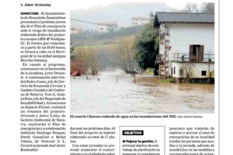 Fotografía del pantallazo de la noticia en la edición impresa del Diario de Noticias