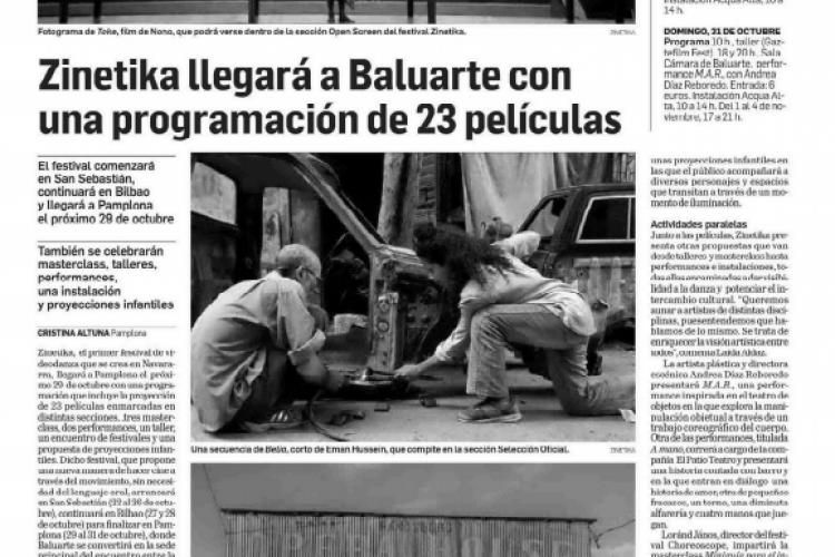 Fotografía del pantallazo de la noticia en la edición impresa del Diario de Navarra