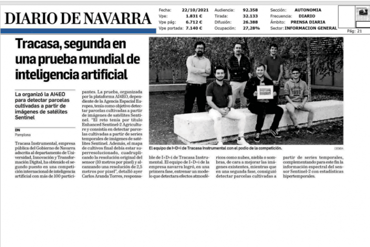 Fotografía del pantallazo de la noticia en la edición impresa del Diario de Navarra