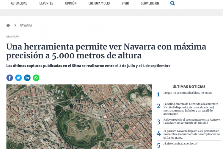 Fotografía del pantallazo de la noticia en la edición online del Diario de Navarra