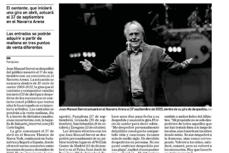 Fotografía del pantallazo de la noticia en la edición impresa del Diario de Navarra.