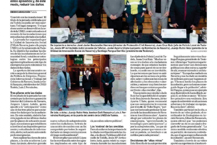 Fotografía del pantallazo de la noticia en la edición impresa del Diario de Navarra.