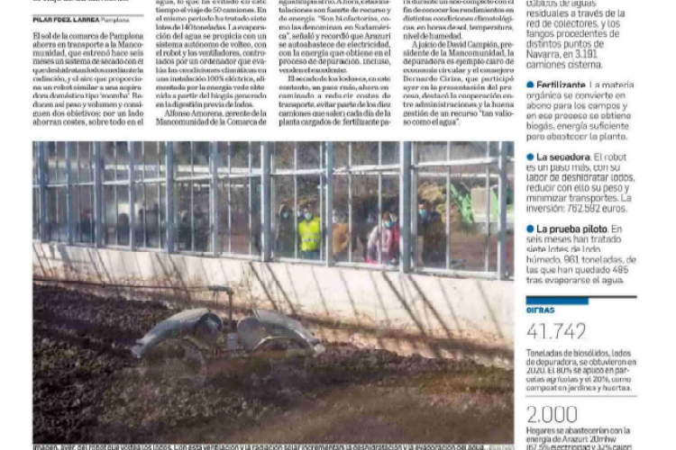 Fotografía del pantallazo de la noticia en la edición impresa del Diario de Navarra.