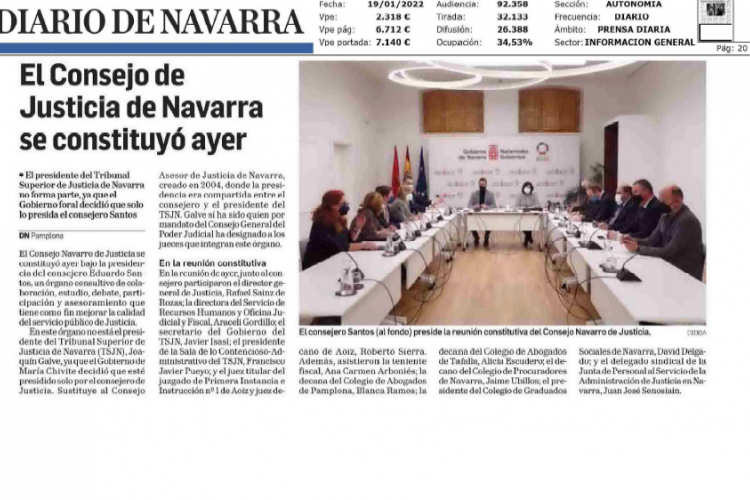 Fotografía del pantallazo de la noticia en la edición impresa del Diario de Navarra.