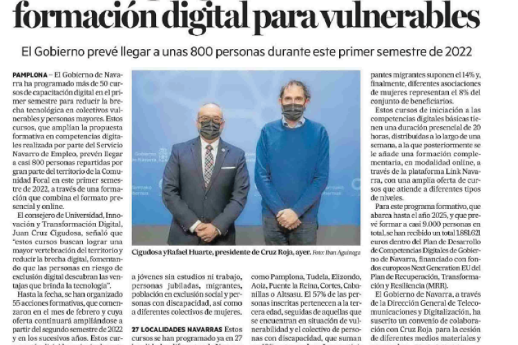 Fotografía del pantallazo de la noticia en la edición impresa del Diario de Noticias