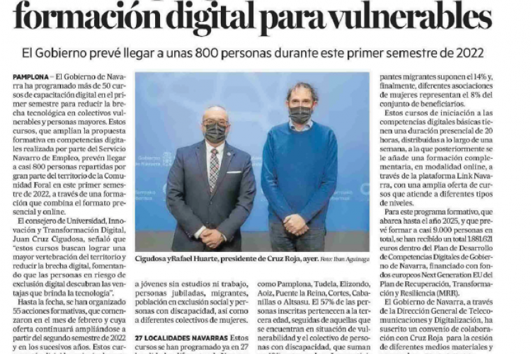 Fotografía del pantallazo de la noticia en la edición impresa del Diario de Noticias