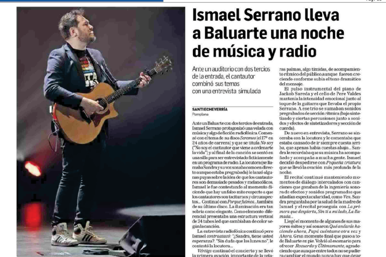 Fotografía del pantallazo de la noticia en la edición impresa del Diario de Navarra.