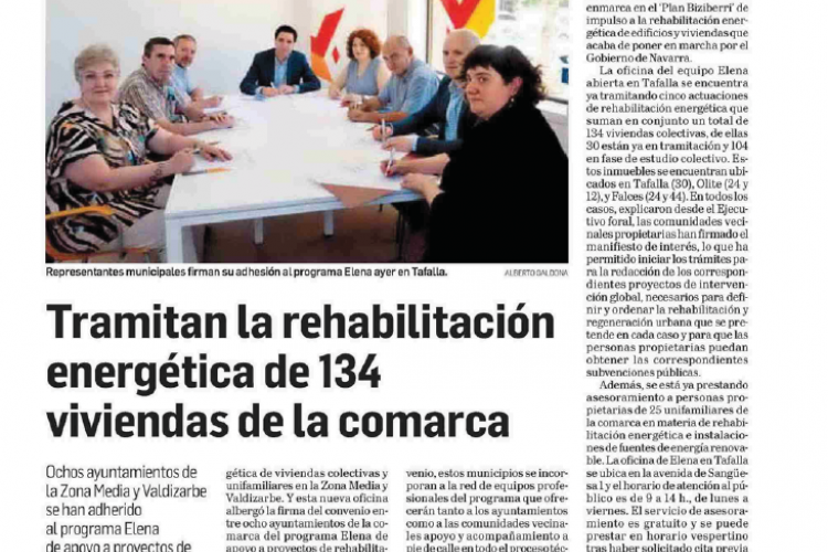 Fotografía del pantallazo de la noticia en la edición impresa del Diario de Navarra