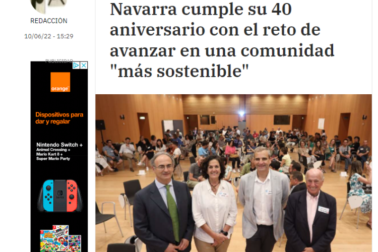 Fotografía del pantallazo de la noticia en la edición online de Pamplona Actual 
