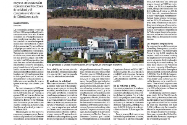 Fotografía del pantallazo de la noticia en la edición impresa del Diario de Navarra