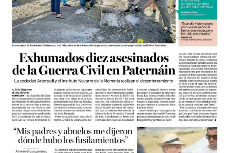 Fotografía del pantallazo de la noticia en la edición impresa del Diario de Noticias.