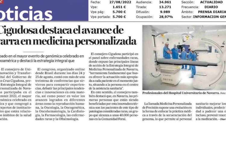 Fotografía del pantallazo de la noticia en la edición impresa del Diario de Noticias
