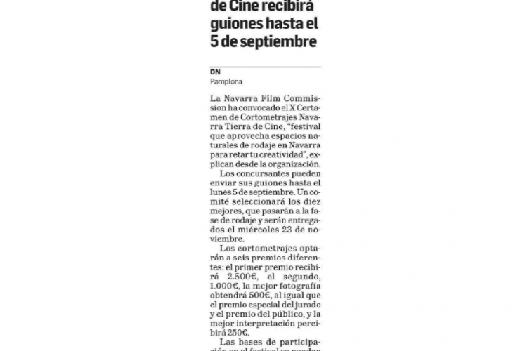 Fotografía del pantallazo de la noticia en la edición impresa del Diario de Navarra