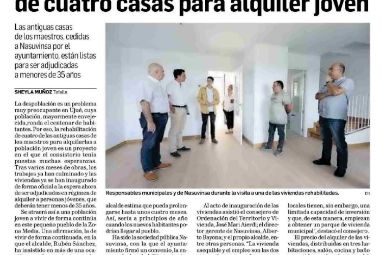 Fotografía del pantallazo de la noticia en la edición impresa del Diario de Navarra
