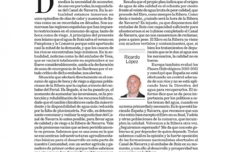 Fotografía del pantallazo de la noticia en la edición impresa del Diario de Navarra