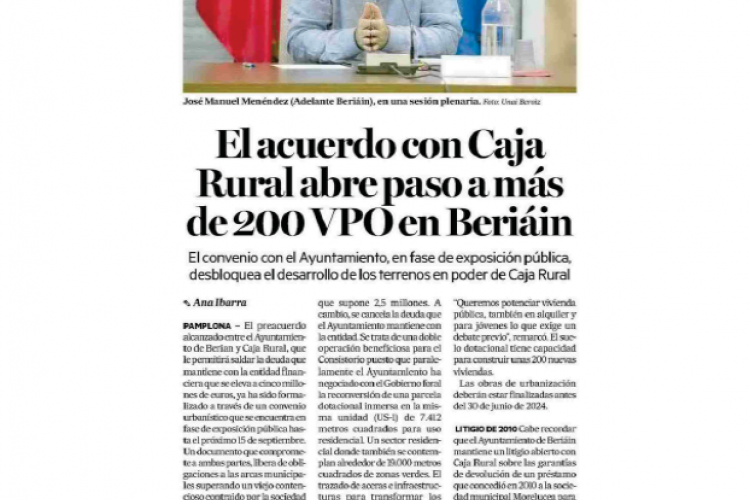 Fotografía del pantallazo de la noticia en la edición impresa del Diario de Noticias